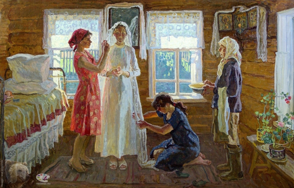 Елена Ткачёва «Невеста»  Xолст, масло. 150х200 см.  1983 г. 
