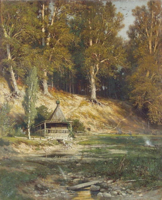 И. Шишкин «Часовня в лесу» 1890 г. Холст, масло. 59 х 50 см Псковская картинная галерея.