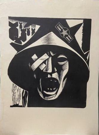 А. Мунхалов «Агрессия». Из серии «Америка во Вьетнаме». 1967 г.  Национальный художественный музей Республики Саха (Якутия)