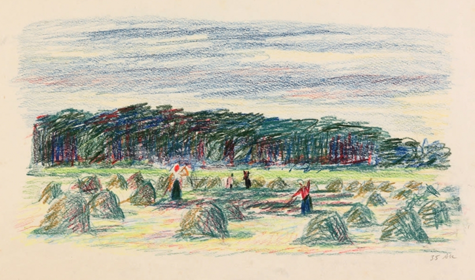 Анна Кострова «Под Черновцом»  Бумага, цветные карандаши. 25,3х37,7 см, 1935 г.