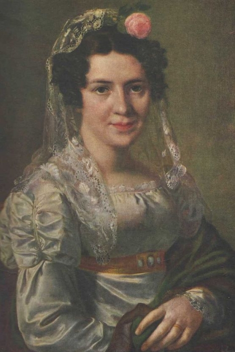 В. А. Тропинин «Портрет Е. Д. Щепкиной» 1826 г. Холст, масло. Псковская картинная галерея.