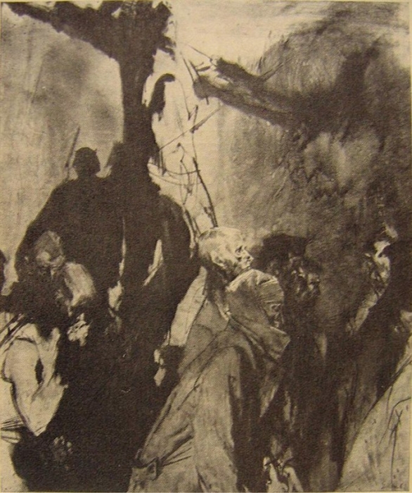Из собрания РАХ, серия рисунков Е.Е.Моисеенко о пребывании в концлагере.