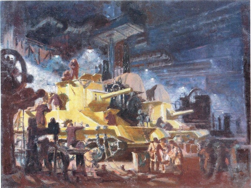 Н. Дормидонтов. «Ремонт танков» Холст, масло. 1943 г.